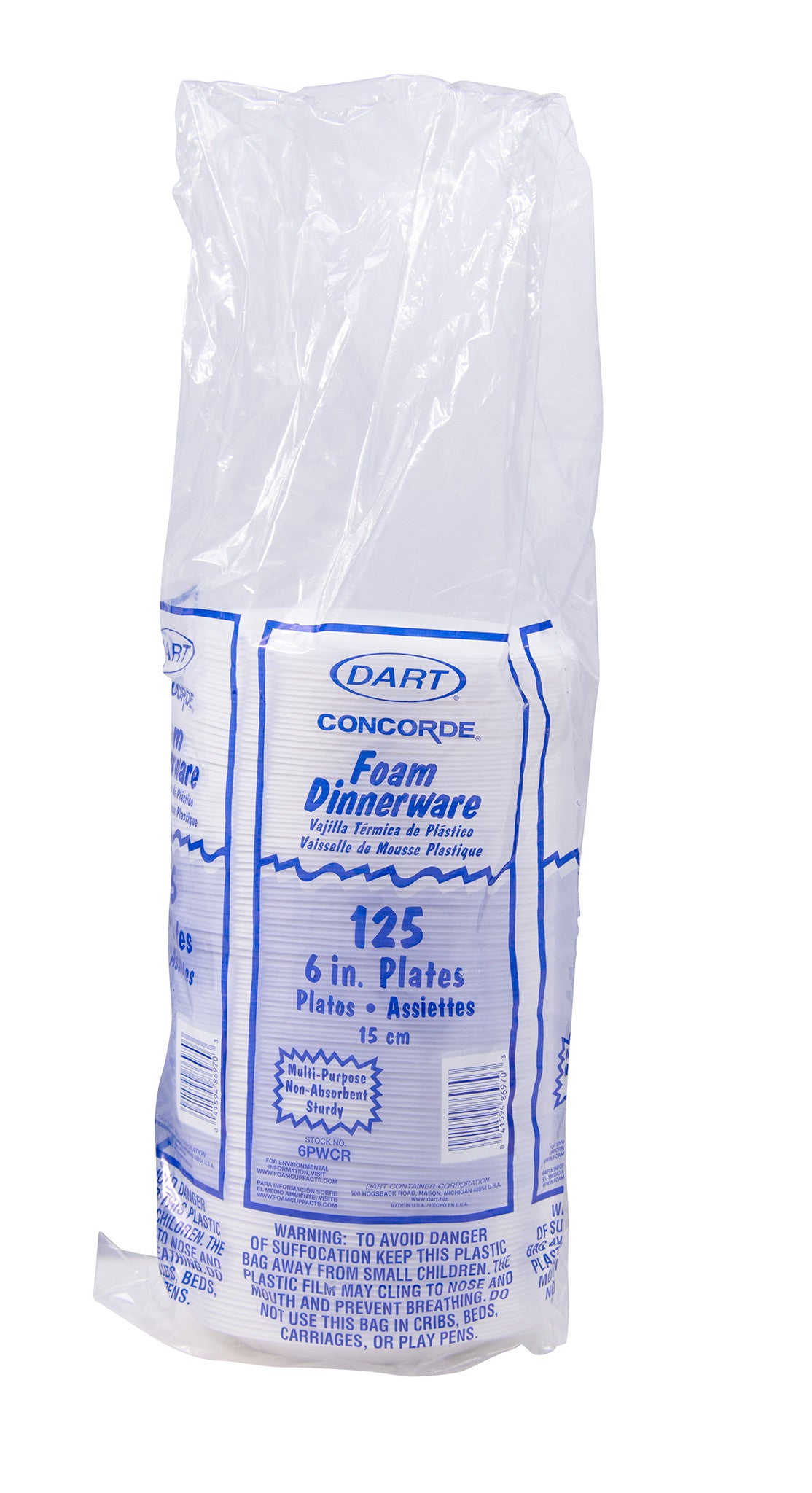 Foam Non-Laminated Plate 6" White