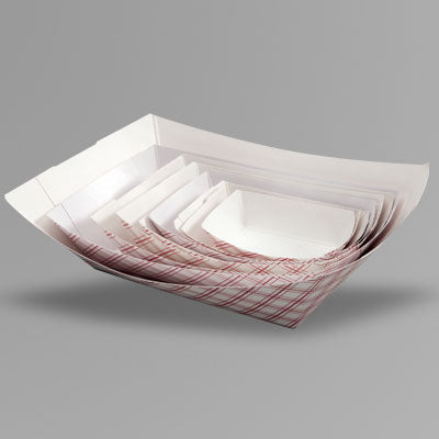 6oz Red Plaid Food Tray PFAS Free