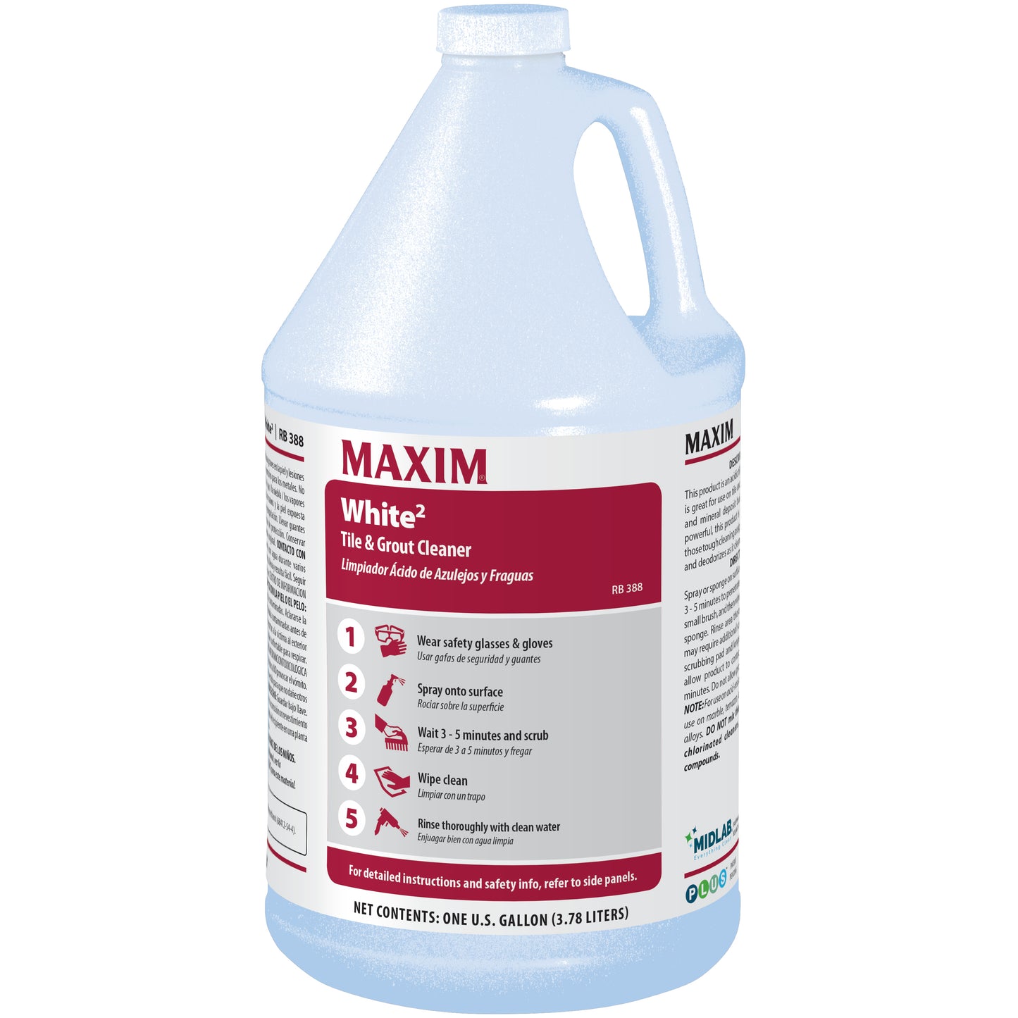 Maxim White 2 Tile & Grout Cleaner 1 Gallon Clean Scent RB388