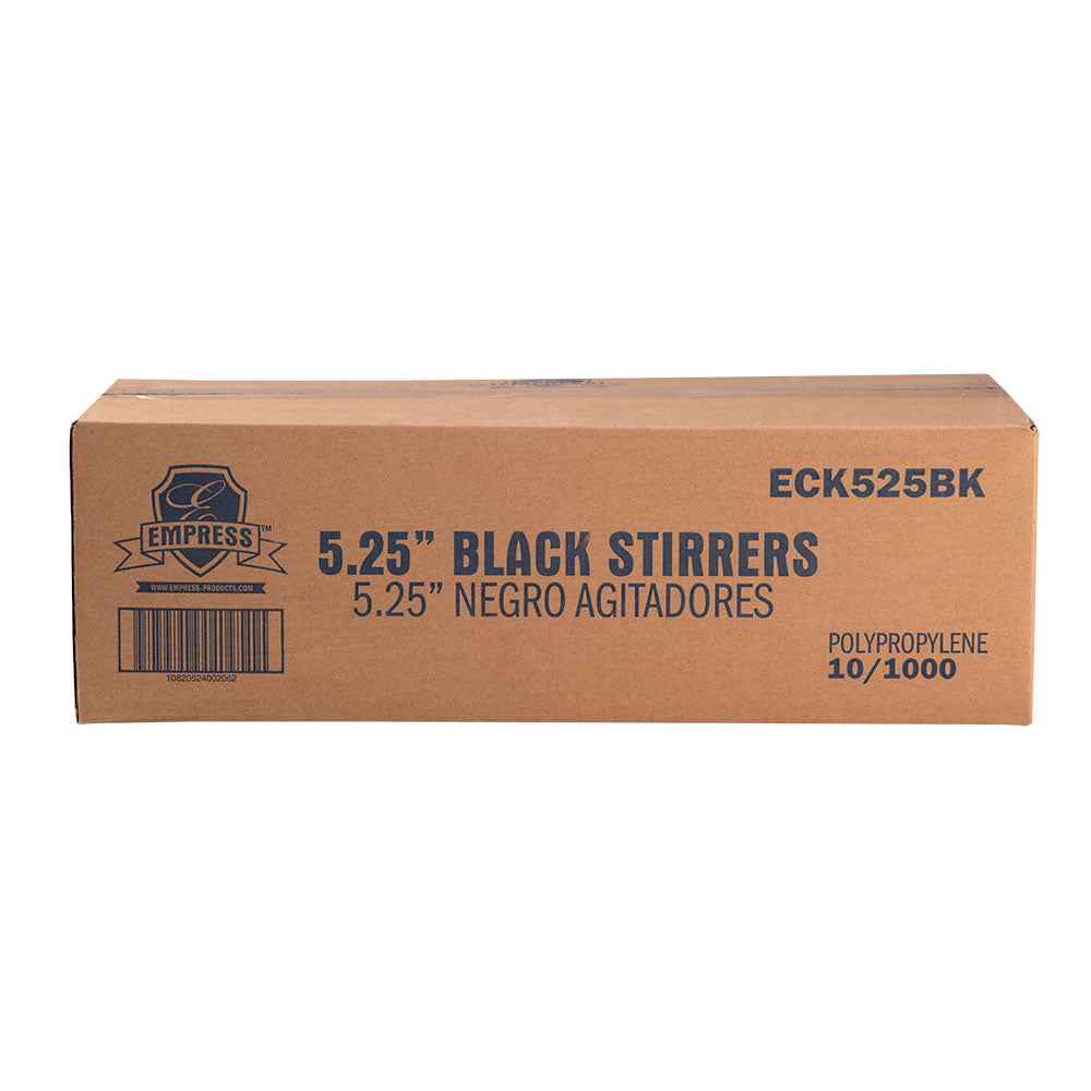 Cocktail Straw / Stirrer Unwrapped 5.25" Black Boxed