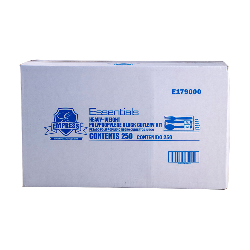 Heavy Weight Cutlery Kit PP Knife Fork TS S&P Napkin Black