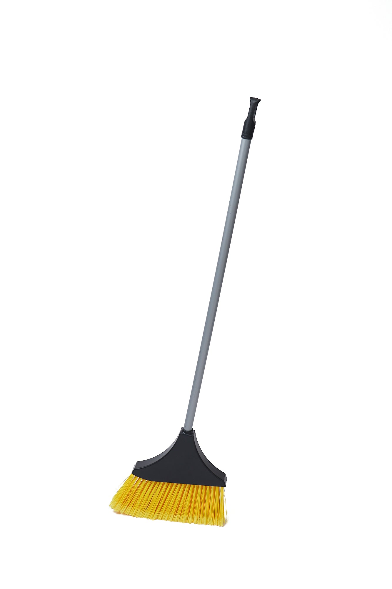 Large Angle Broom w/ Plastic Cap w/ Metal Handle Flagged YLW Bristle
