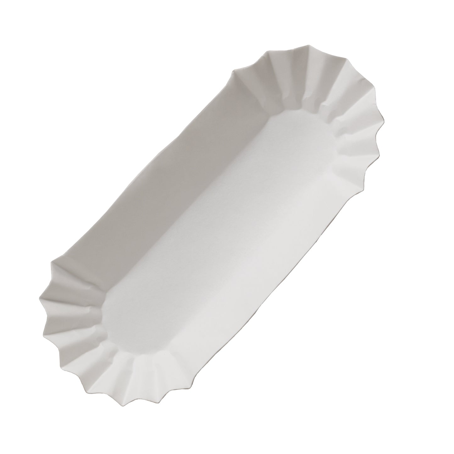 Medium Weight Fluted Hot Dog Tray 6" White