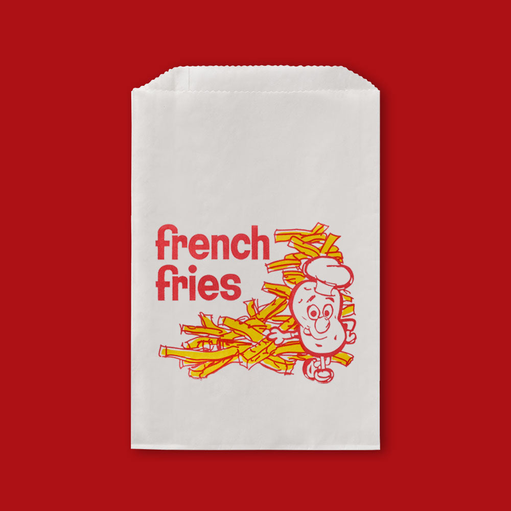 Printed French Fry Bag 5 1/2" x 1" x 8" Wh w/ Red & Yel