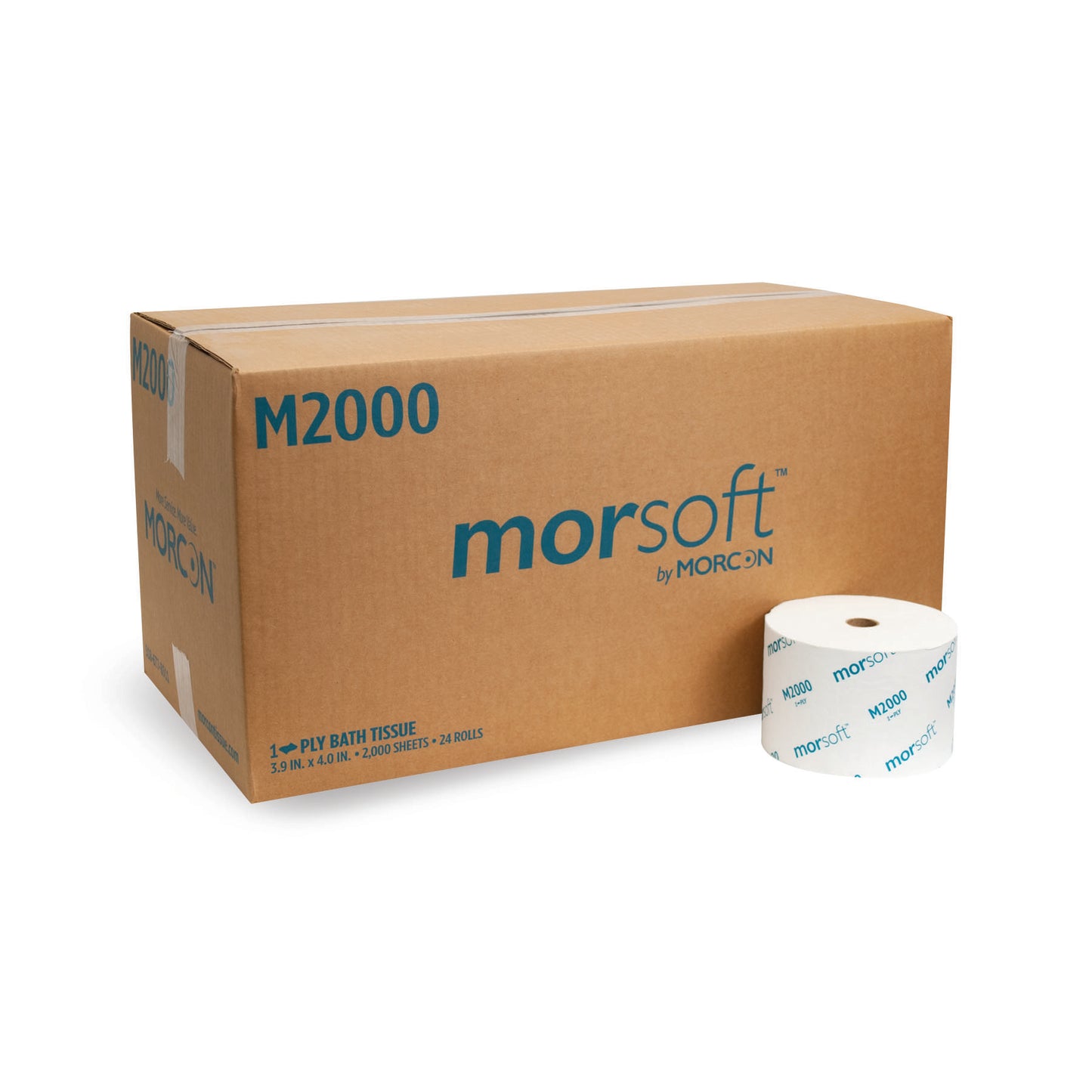 0.875" Core White Bath Tissue 3.9" X 4" 1-Ply 2000 Sheets