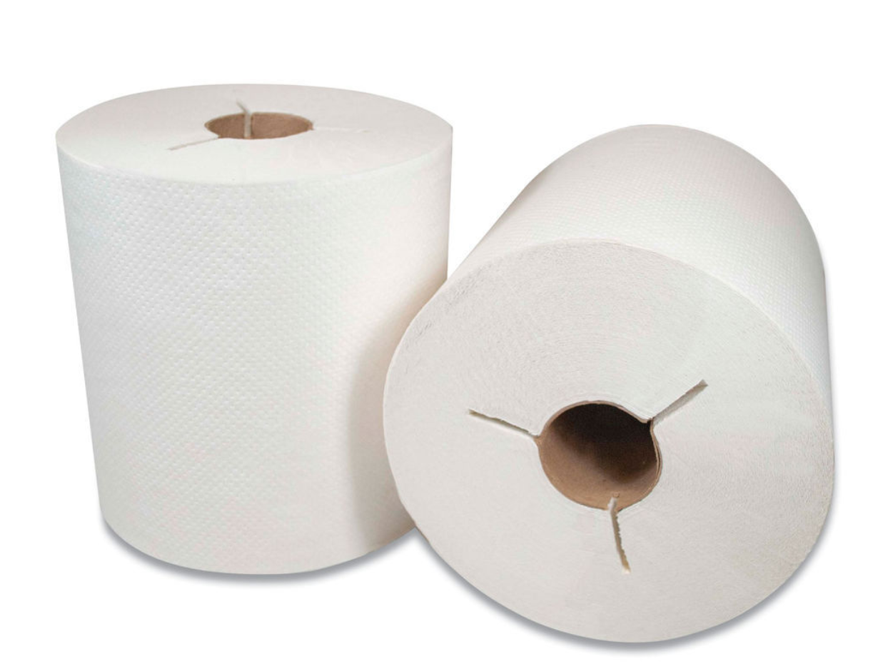 7.88" Y-Notch Hardwound Roll Towel White 1-Ply 2" Core 800'
