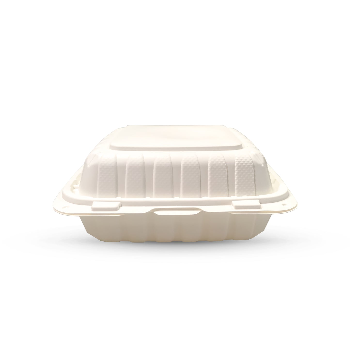 Hinged Container Mineral Filled PP 8" x 8" x 3" Natural 1-Compartment