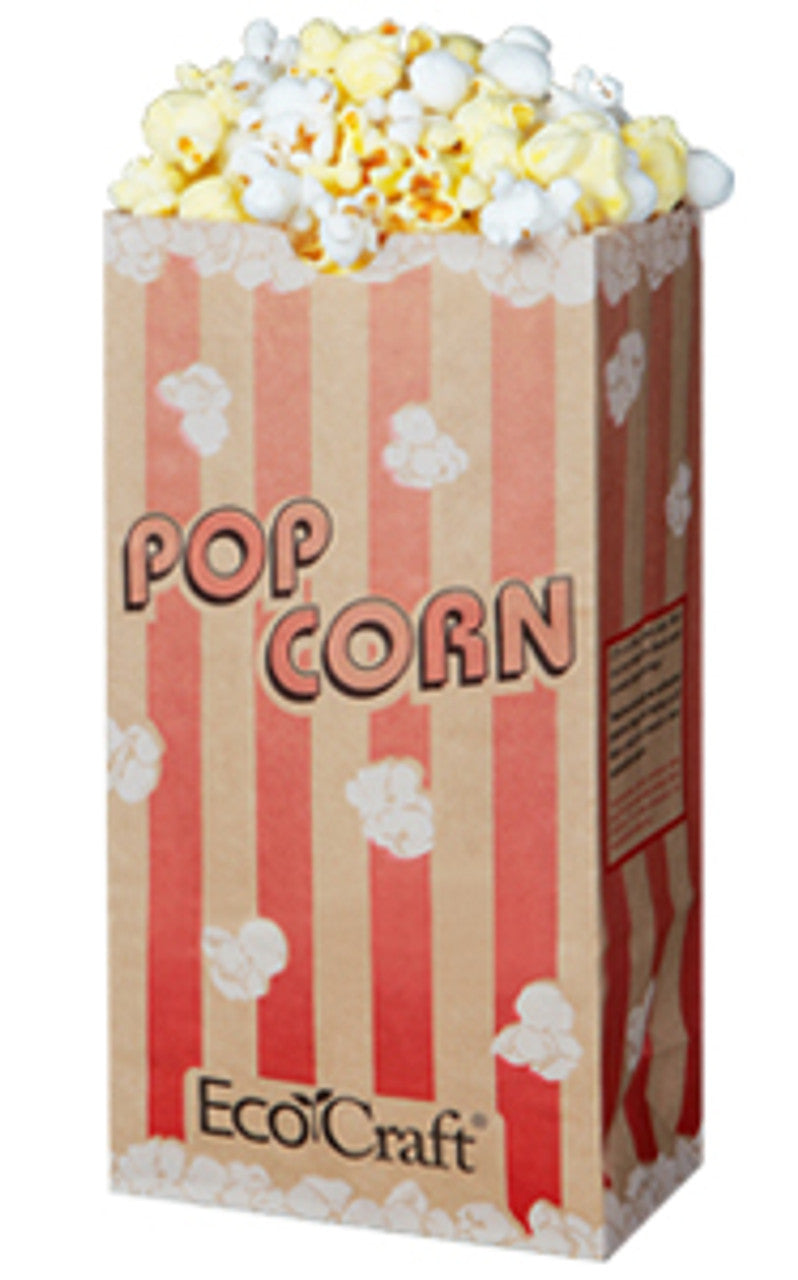 EcoCraft Theater Popcorn Bag 46 oz. Red Stripe
