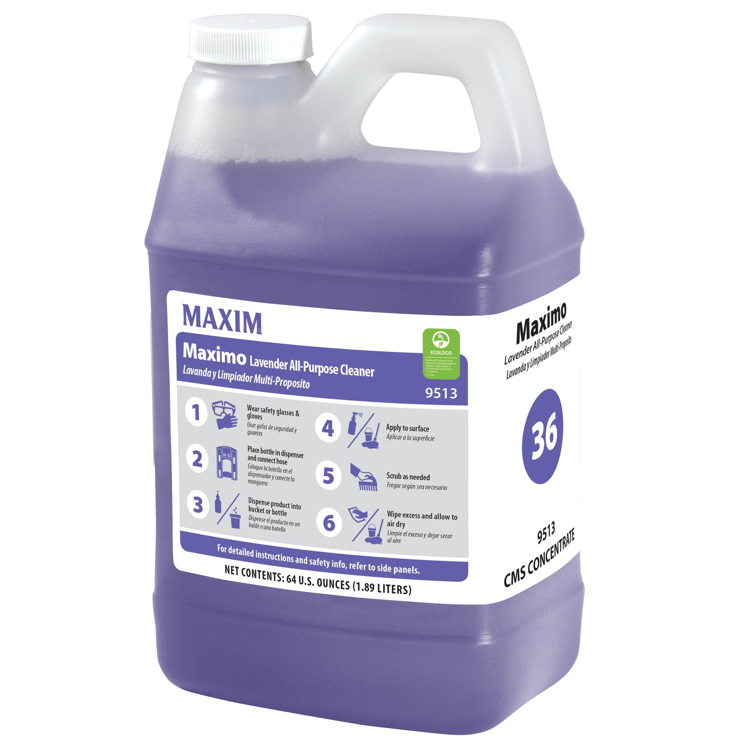 36 Maxim Maximo All Purpose Cleaner 1.89 Liters Lavender Scent 9513