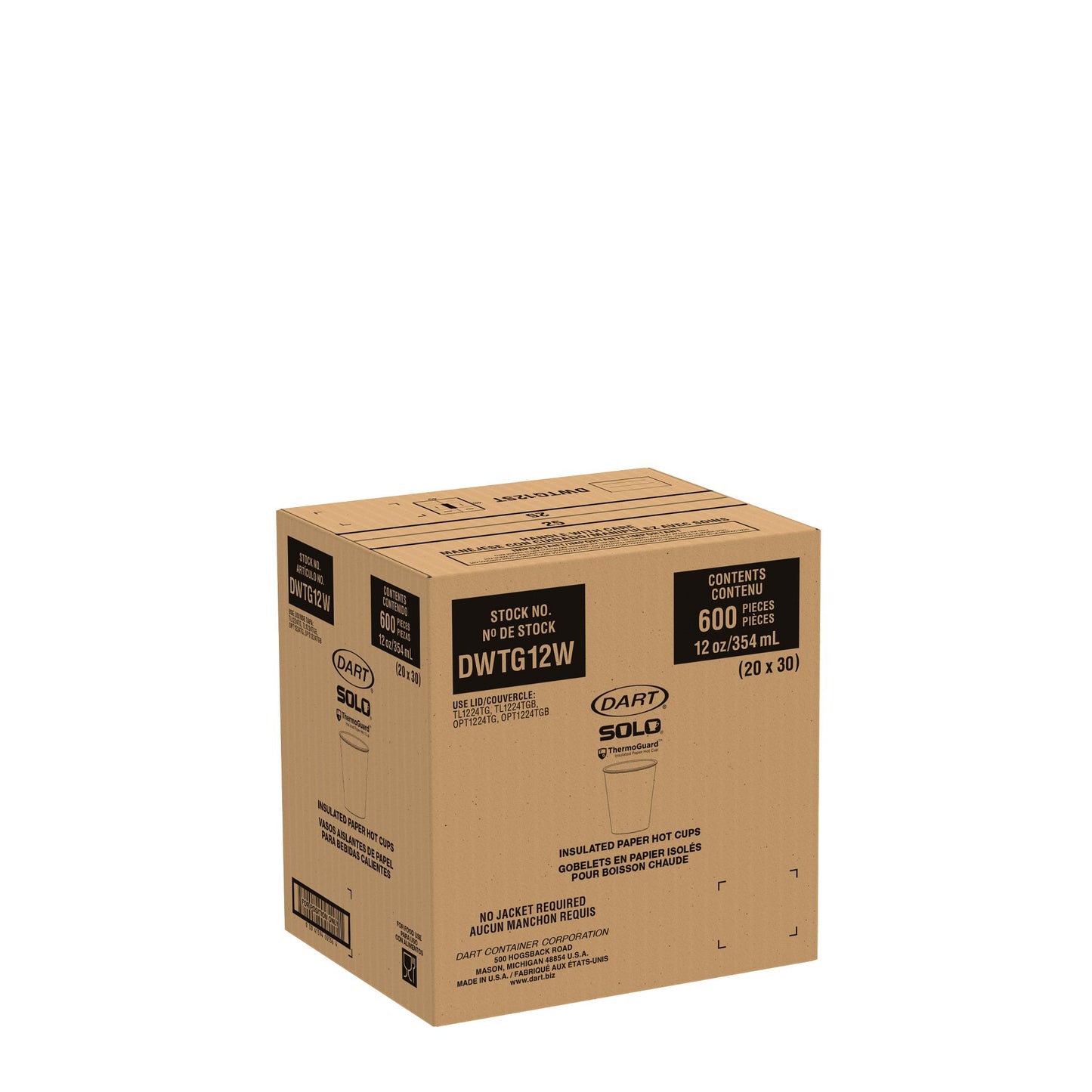 ThermoGuard Insulated Paper Hot Cup 12 oz White