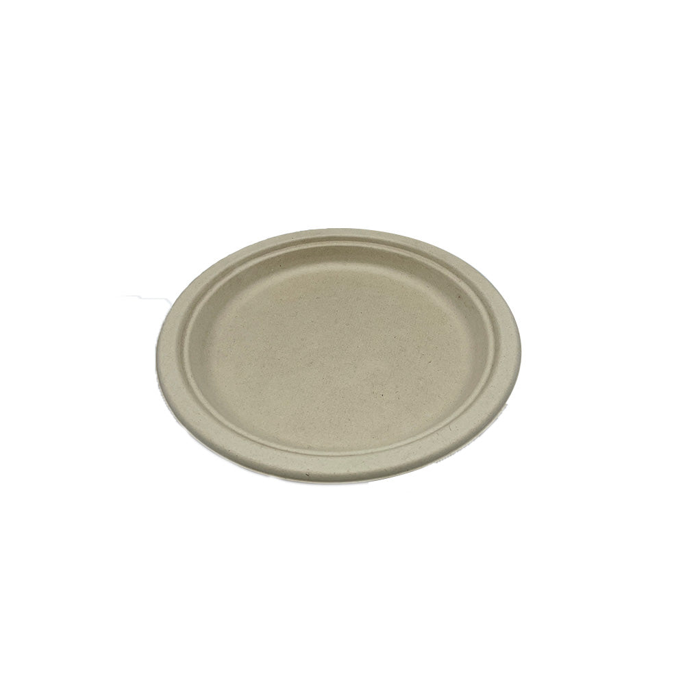Heavy Weight Plate 9" Natural White Bagasse PFAS Free