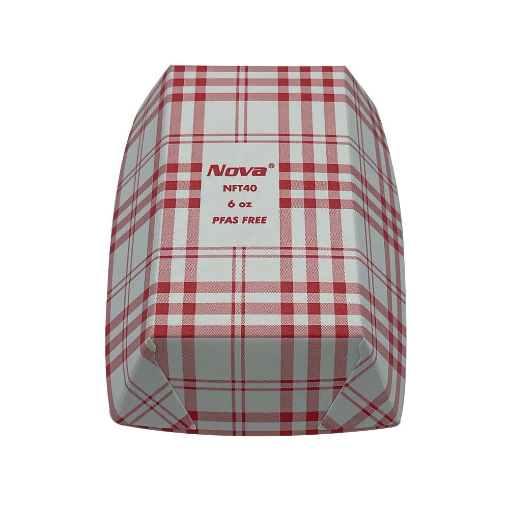 6oz Red Plaid Food Tray PFAS Tree