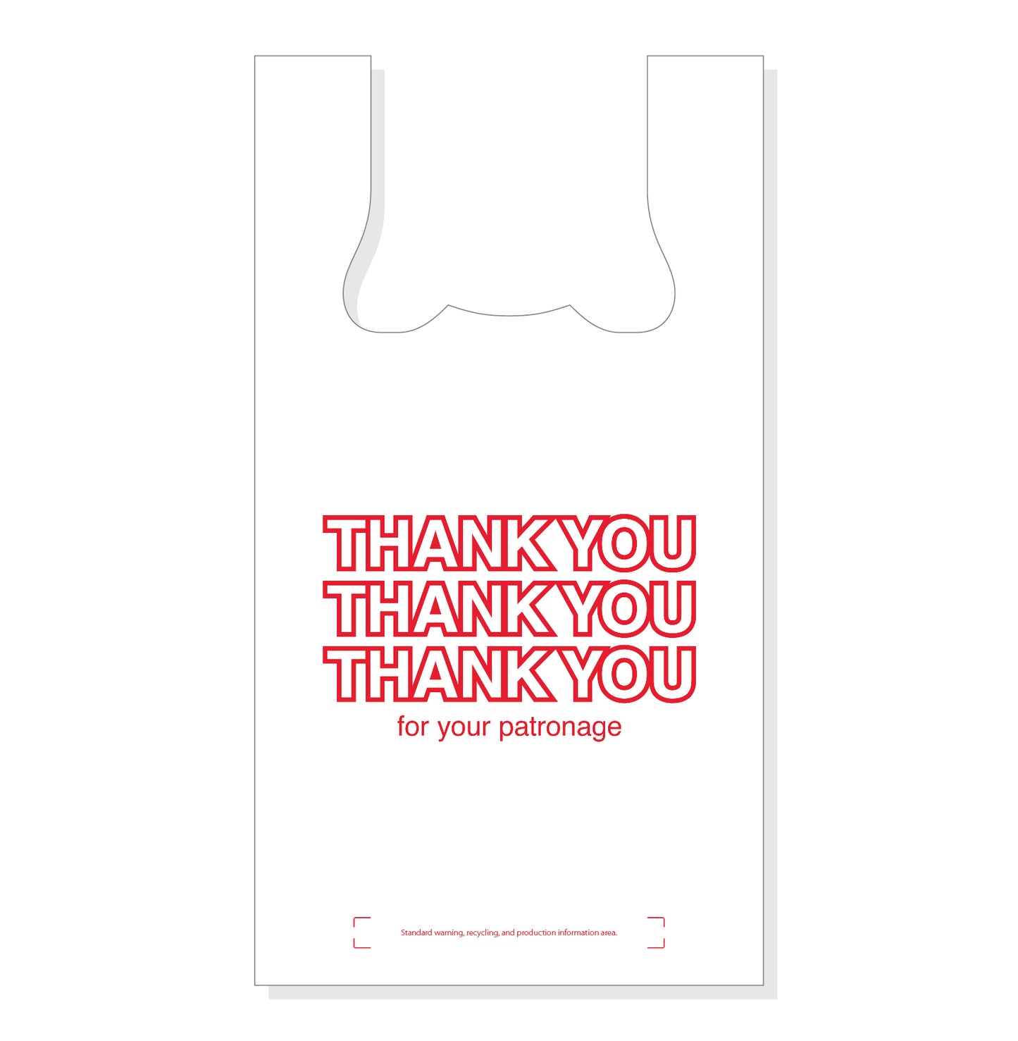 White "Thank You" 11.5 x 6.5 x 21 White T-Shirt Bag