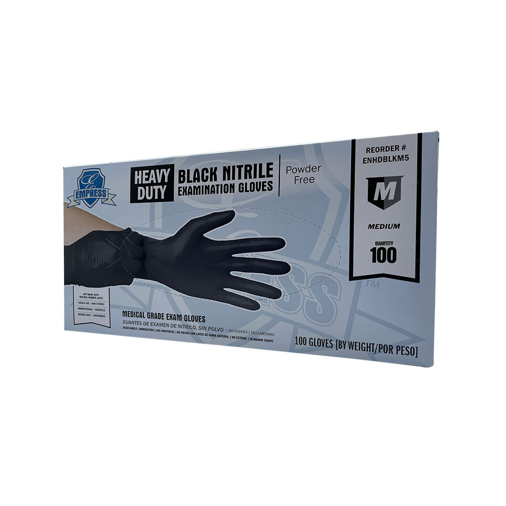 Heavy Duty Nitrile Glove Medium, Black, 5 mil Exam Grade