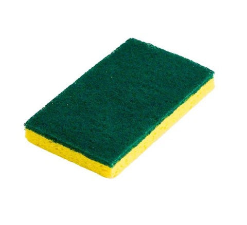 Polyurethane Scrubber Sponge 6" x 3-3/8" x 3/4" , Green / Yellow