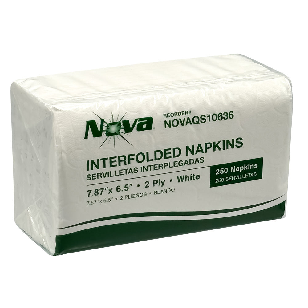Interfolded Dispenser Napkin 7.87 x 6.5, White, 2-Ply