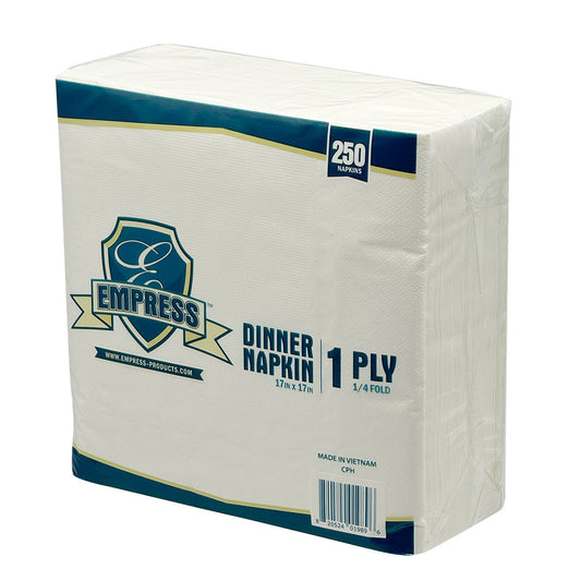 1-Ply White Dinner Napkins 16.73 x 16.73, White, 1/4 Fold