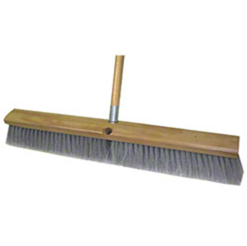 18" Wood Push Broom Head Gray 3" Flagged PP Bristles