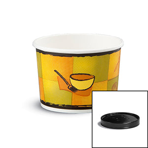 12oz Food container Streetside w/black vented paper lid