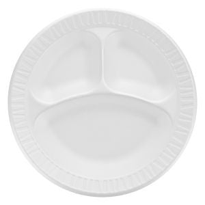 Foam Plate Non-Laminated Plate 10 1/4" 3 Comp White