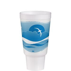 Horizon Foam Cup 44 oz White w/ Ocean Blue print