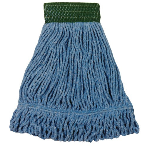 Blue Blended Loopend Mop Med Wide Band Green Mesh