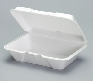 Large Deep Vented 1Cmpt Hinged Cont 9-3/16"x6.5"x2.75" White Foam