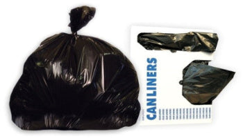55X60 LLDPE Black 1.50 Mil Flat Pack Can Liners 65 Gallon