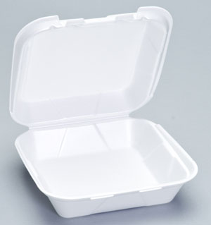 Medium 1-Comp Hinged Container 8"x8"x3" White Foam
