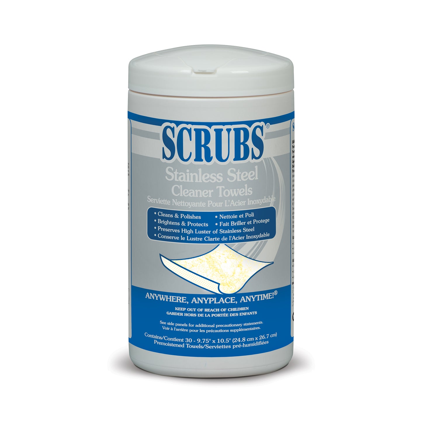 Scrubs Stainless Steel Cleaner Wipe 30 Count Citrus Scent