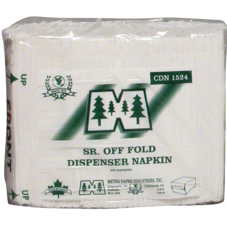 Fullfold Dispenser Napkin Metro White 1 Ply 6 Fold 12" x 17"