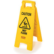 "Caution Wet Floor" Sign Yellow 26" 2-Sided English Only