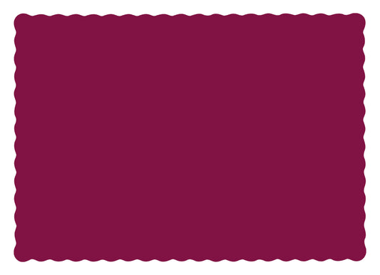 Scallop Edge Linen Emboss Placemat Burgundy Economy 9.5" X 13.5"