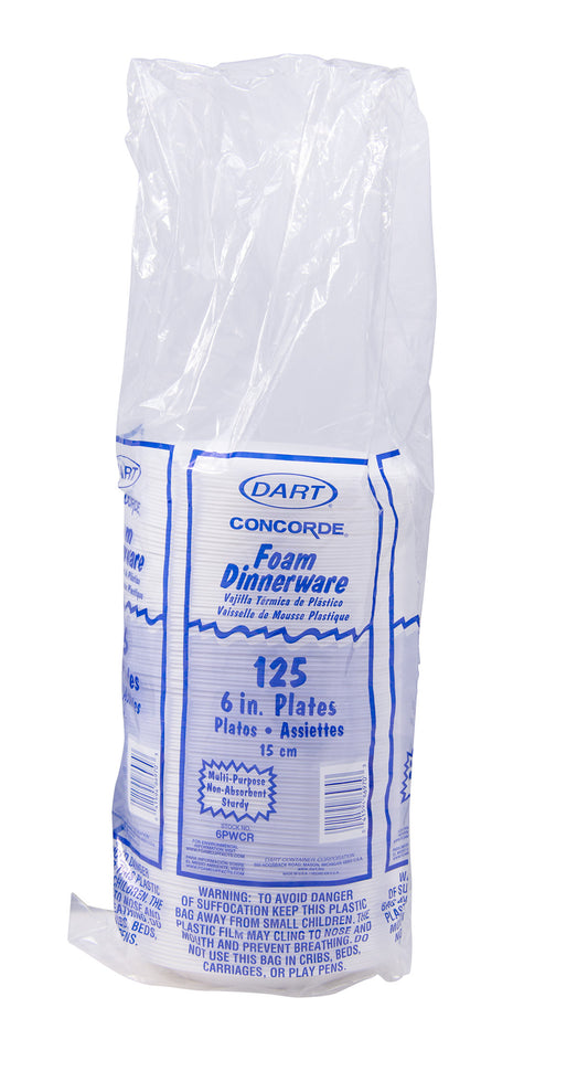 Foam Non-Laminated Plate 6"  White