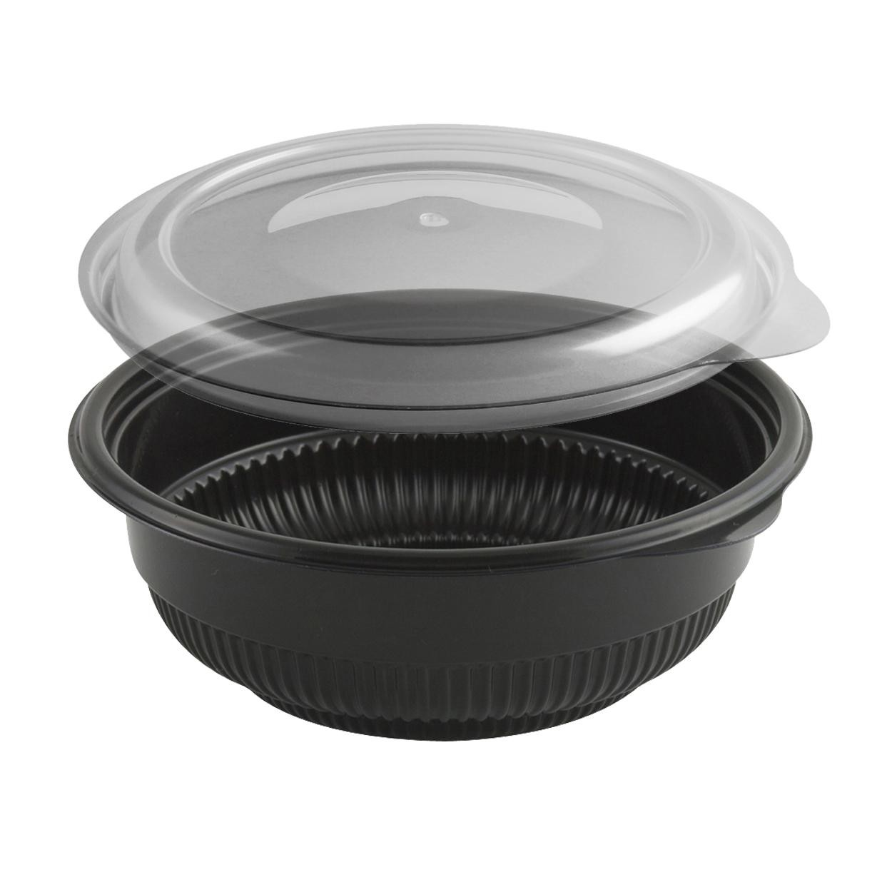 16oz Black Bowl w/Clear Vented Lid MicroRaves Polypropylene