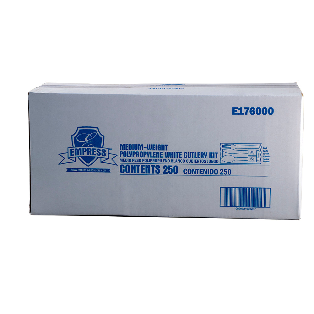 Medium Weight Cutlery Kit Polypro Knife/Fork/Teaspoon/S&P/Napkin