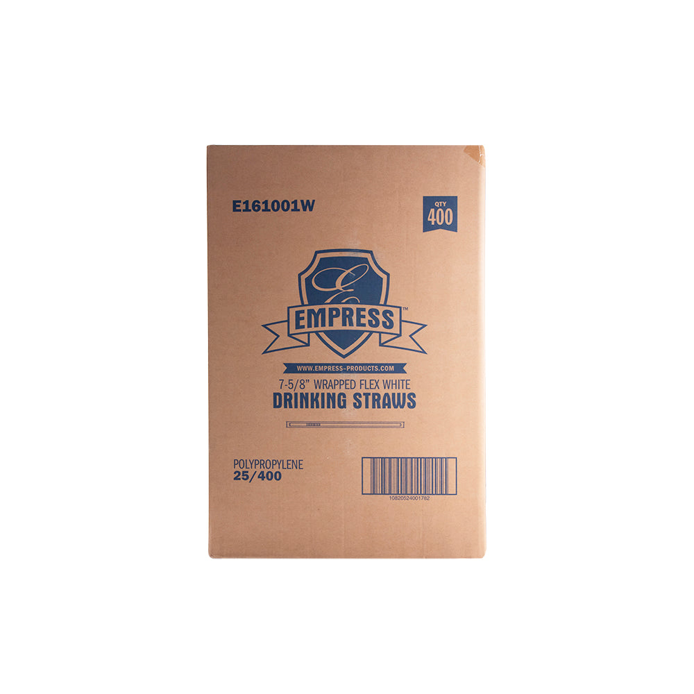 Jumbo Flex Straw Paper Wrapped 7.625" White Boxed
