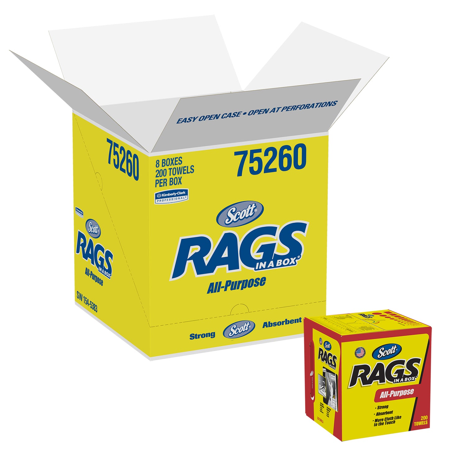 SCOTT Rags In A Box Shop Towels White Pop-Up Box