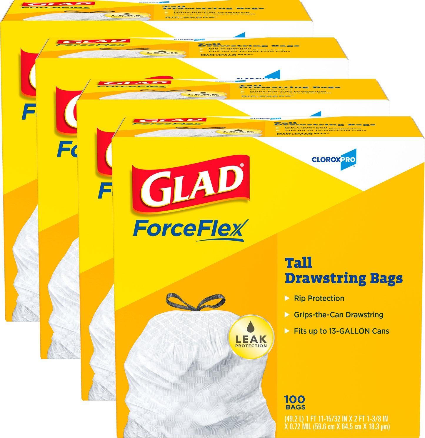 Glad Tall Drawstring Trash Bags 13 Gallon 100 Count