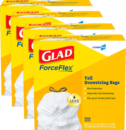 Glad Tall Drawstring Trash Bags 13 Gallon 100 Count