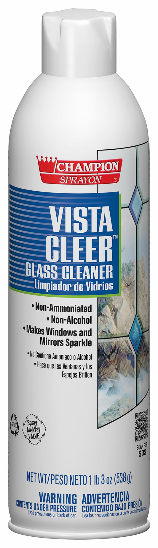 Aerosol Glass Cleaner NO ammonia Vista Clear