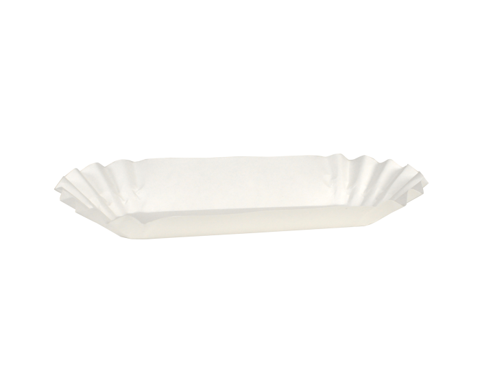 Heavvyweight Fluted Hot Dog Tray 6" White