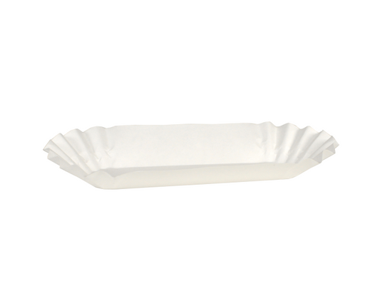 Heavvyweight Fluted Hot Dog Tray 6" White
