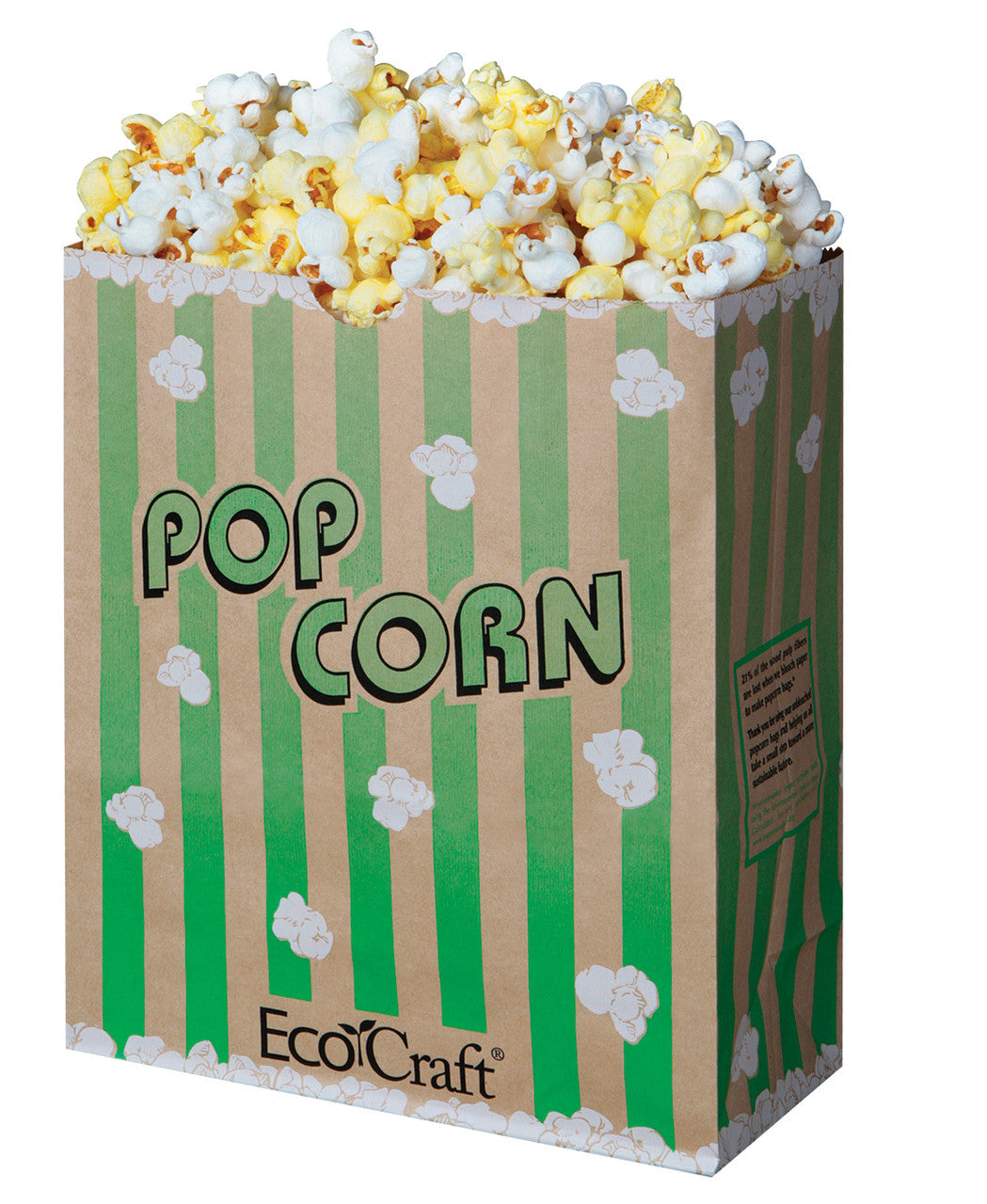 EcoCraft Theater Popcorn Bag Natural / Green Stripe, 130 oz.