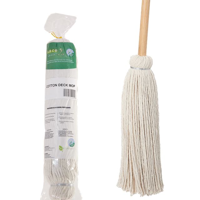 Cotton Deckmop #12 7/8" Wood Handle w/ Clear Coating