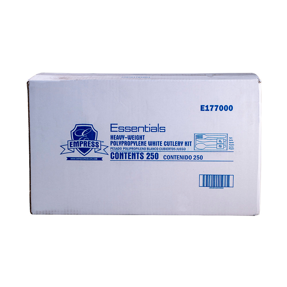 Heavy Weight Cutlery Kit PP Knife/Fork/TS/S&P/Napkin White