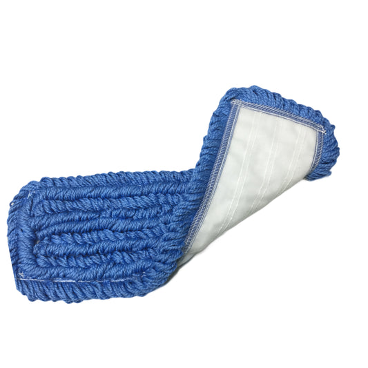 5" X 18" Blue Microfiber Flat Mop Velcro Style Backing