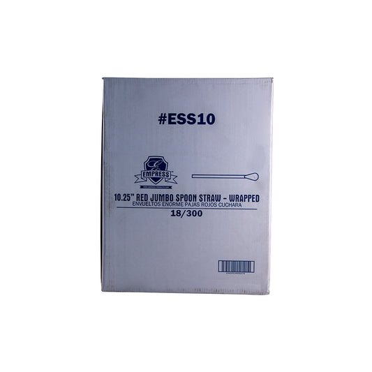 Jumbo Spoon Straw Film Wrapped 10.25" Red Boxed