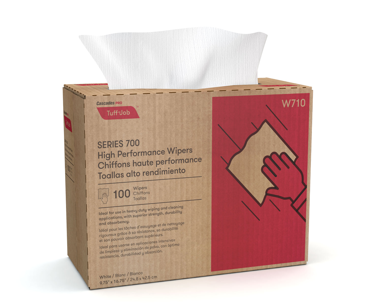 Tuff-Job High Performance Wiper White 9.75" X 16.75" Pop-Up Box