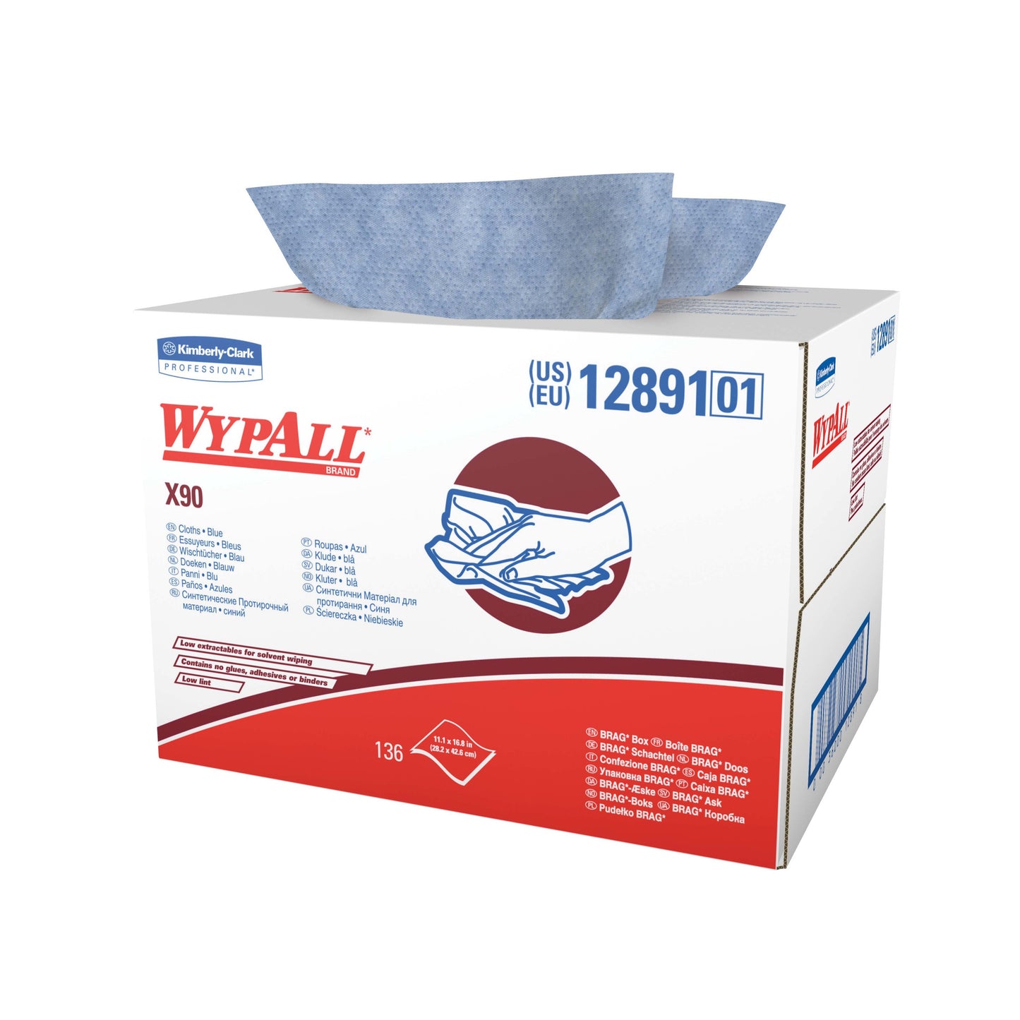 WYPALL X90 Cloths BRAG BOX Blue Denim 11.1" x 16.8"